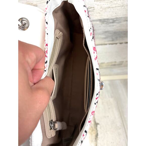 Karl Lagerfeld Women’s Lafayette Pink Plaid Leather Fabric Shoulder Bag NEW - Picture 5 of 9